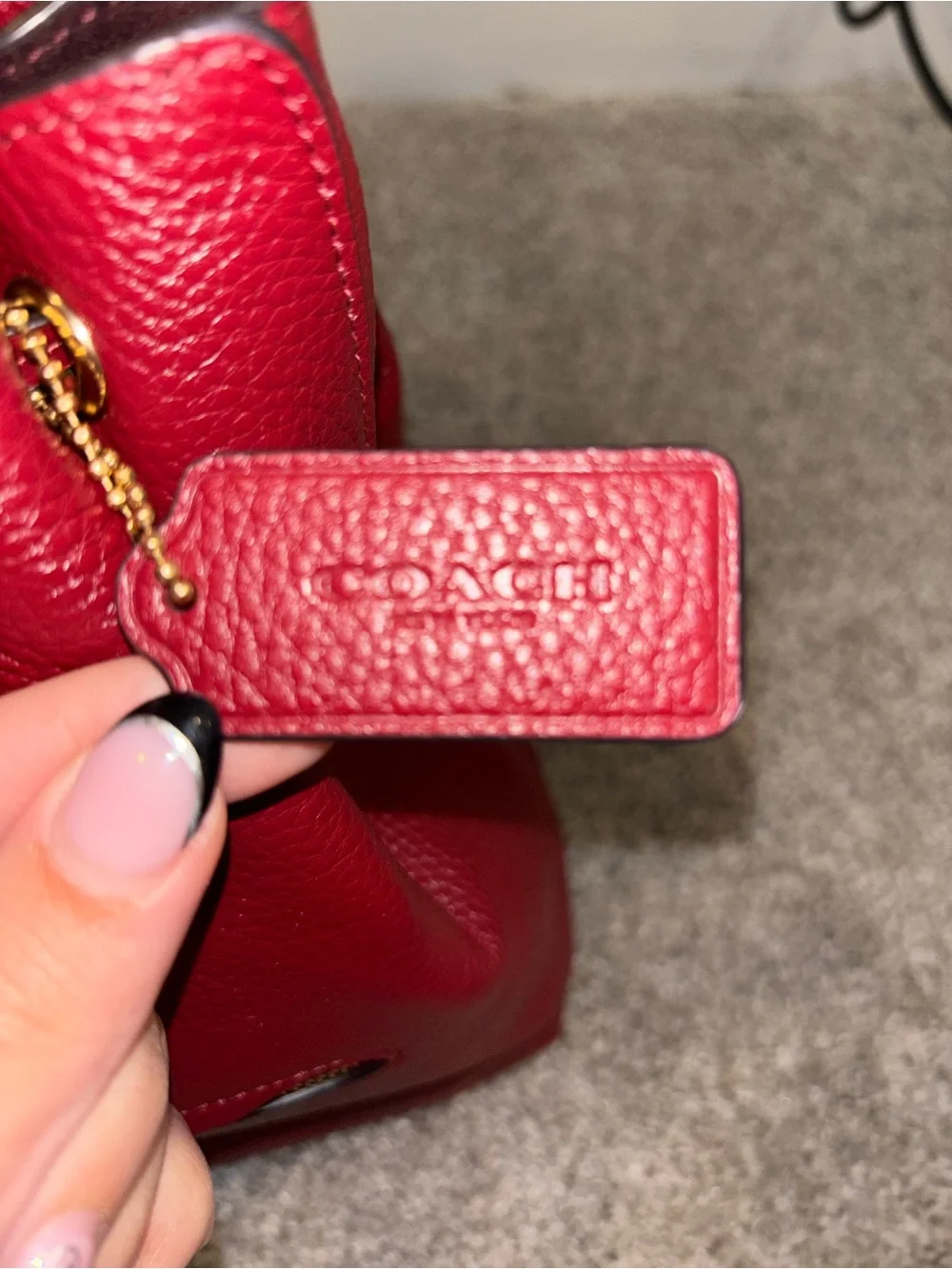 Coach KLEO C5648 Pebbled Leather Backpack in Dark Red with Gold Hardware